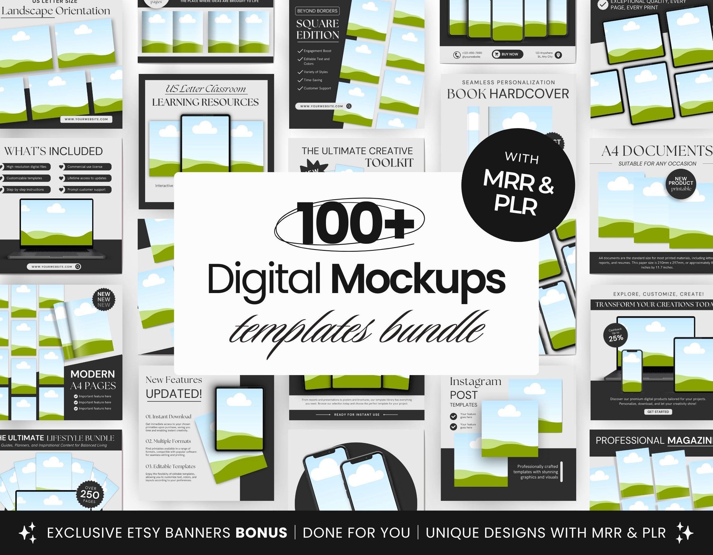 PLR MRR Digital Product Mockup Templates Bundle DigiPax