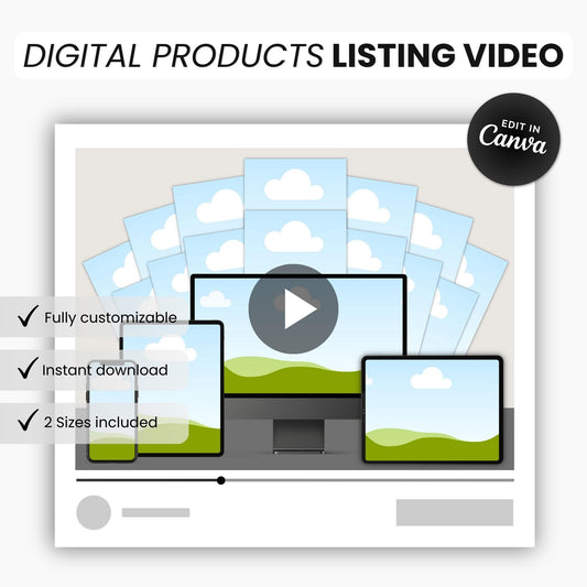 Etsy Digital Products Bundle Listing Video Template Black DigiPax
