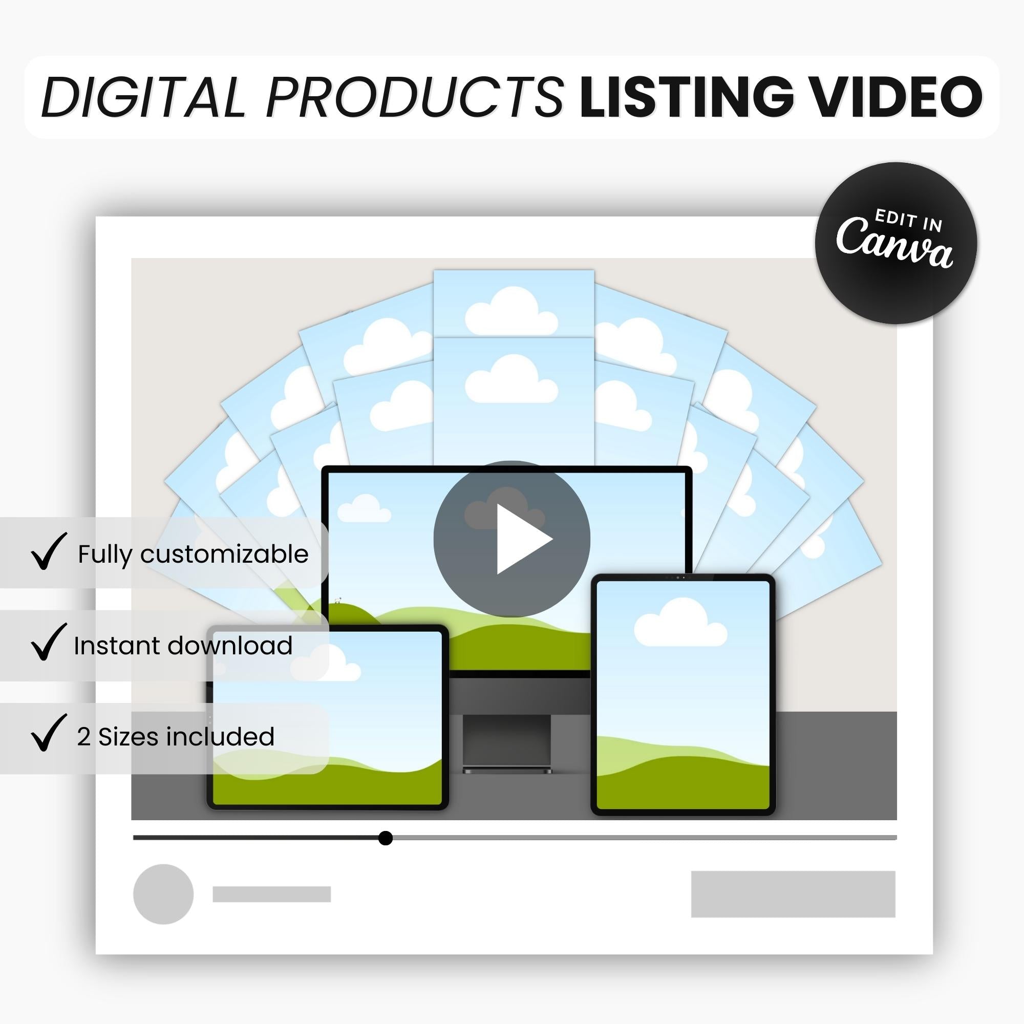 Etsy Digital Products Listing Video Template Black DigiPax