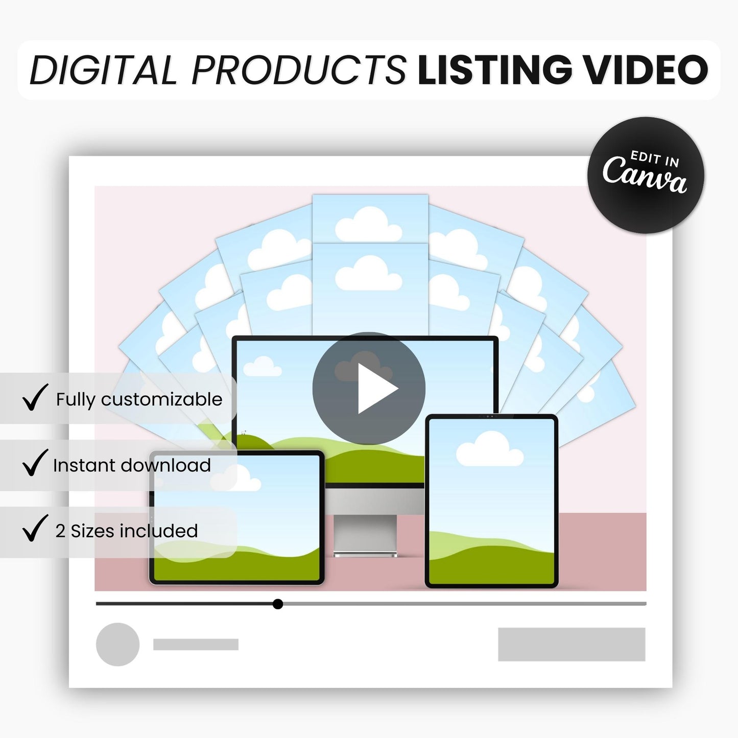 Etsy Digital Products Listing Video Template White DigiPax