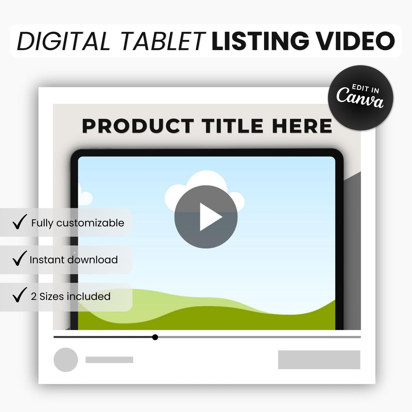 Etsy Digital Tablet Listing Video Template Black DigiPax