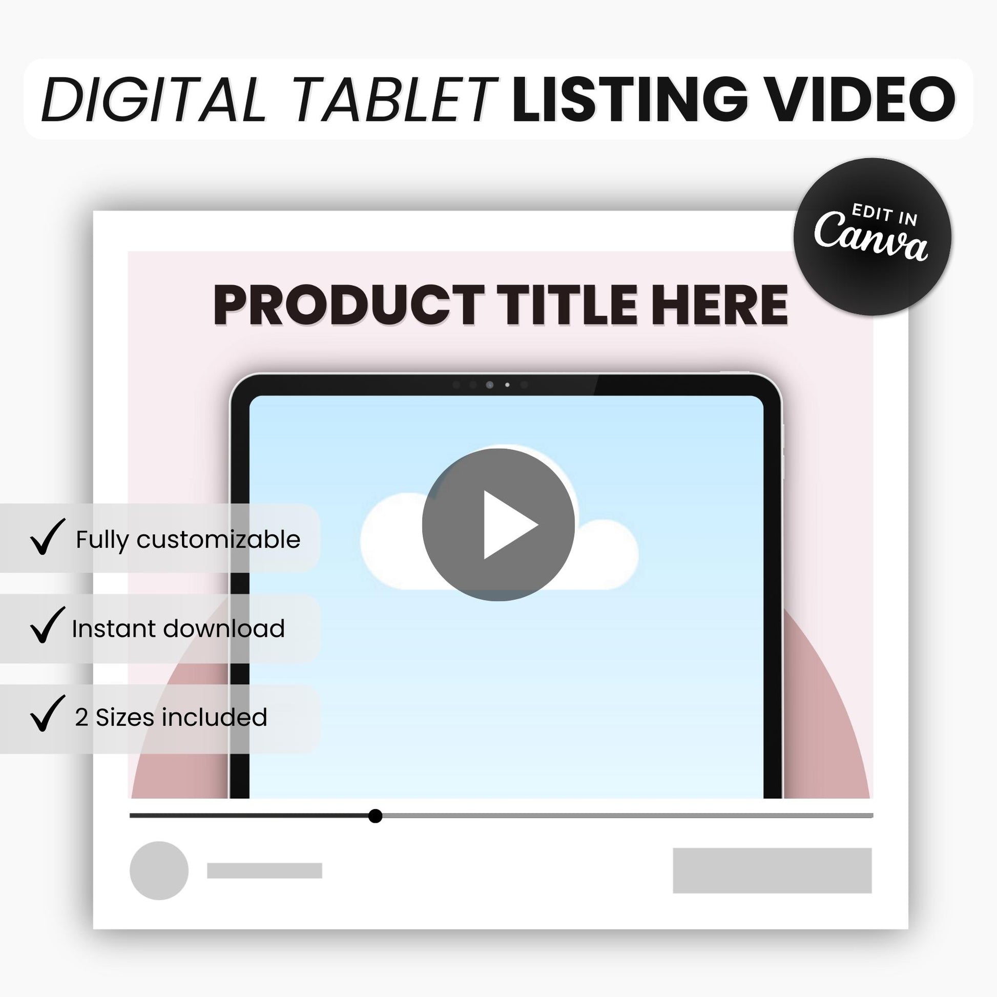 Etsy Digital Tablet Listing Video Template White DigiPax