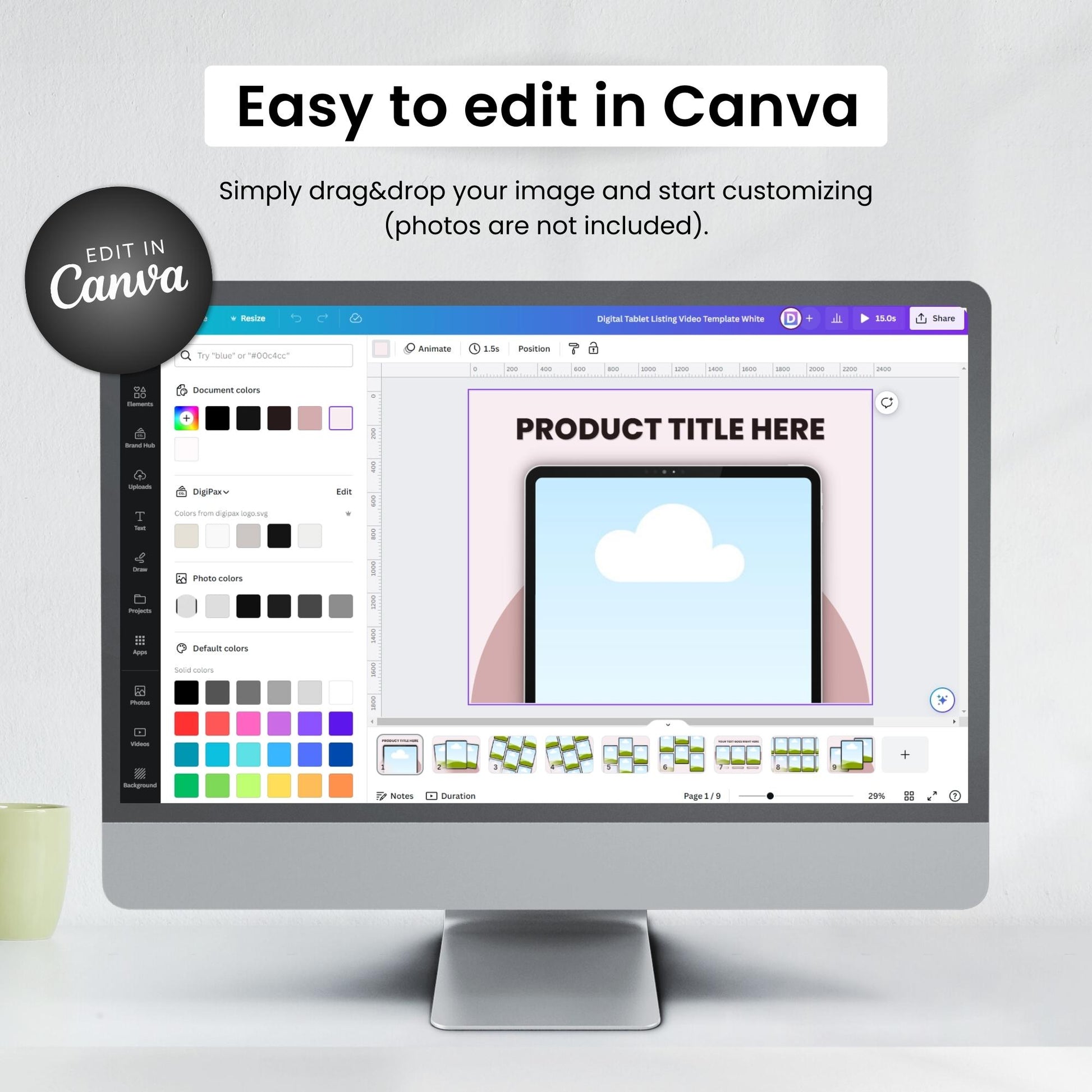 Etsy Digital Tablet Listing Video Template White DigiPax
