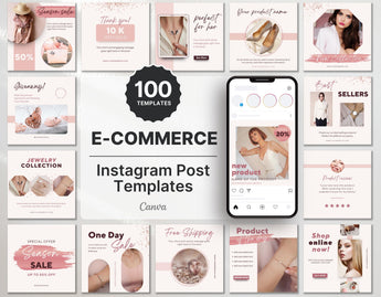 E-Commerce Instagram Post Templates Rose Gold DigiPax