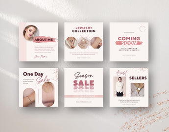 Instagram Post Templates E-Commerce Rose Gold 6 posts mockup