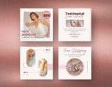 Instagram Post Templates E-Commerce Rose Gold 4 posts mockup