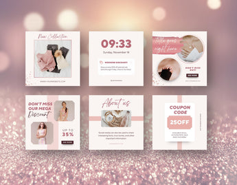 Instagram Post Templates E-Commerce Rose Gold 6 posts mockup