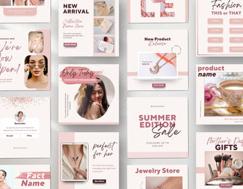 Instagram Post Templates E-Commerce Rose Gold various posts mockup