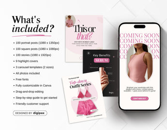 E-Commerce Instagram Templates Bundle Pink DigiPax