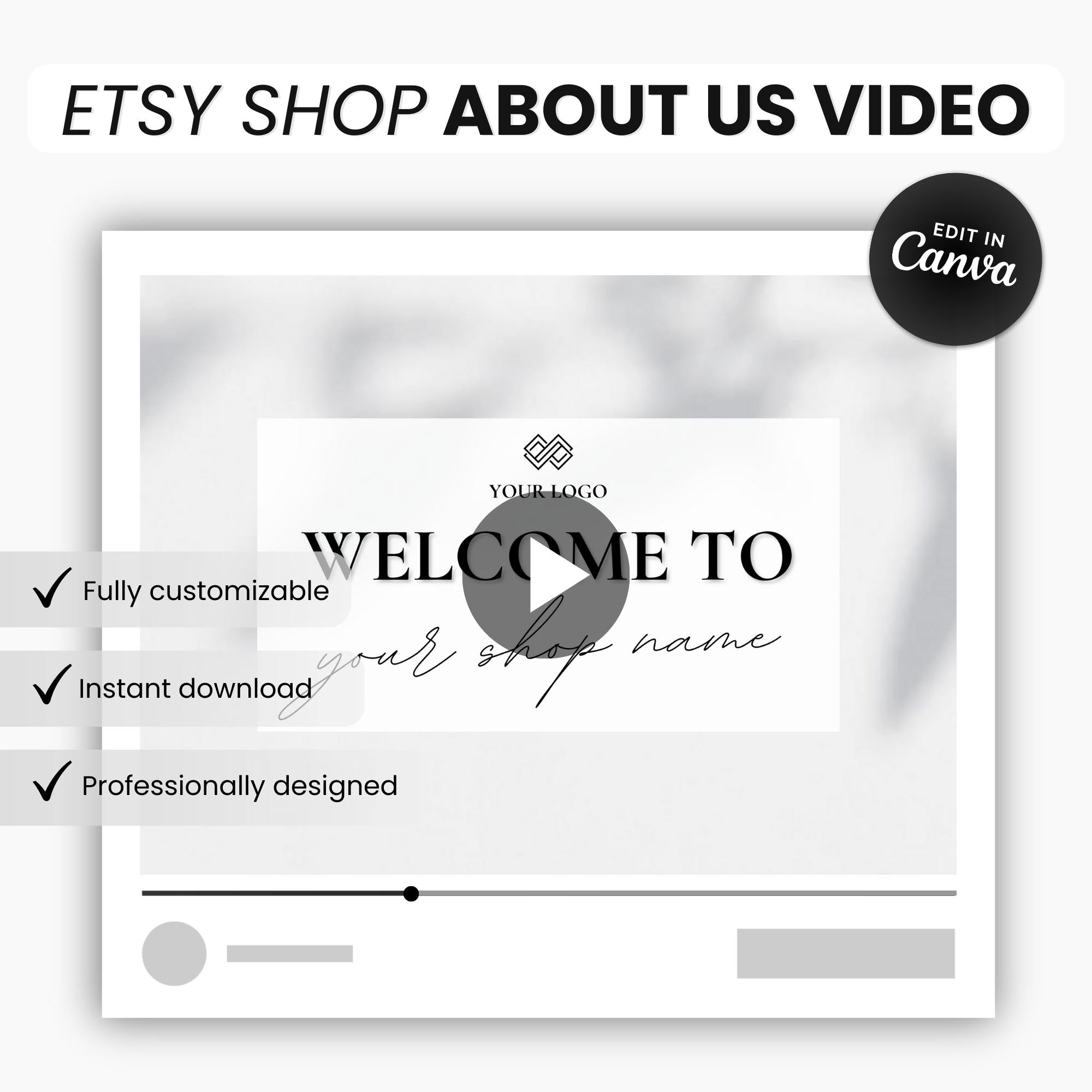 Etsy Shop About Us Video Template Aesthetic DigiPax
