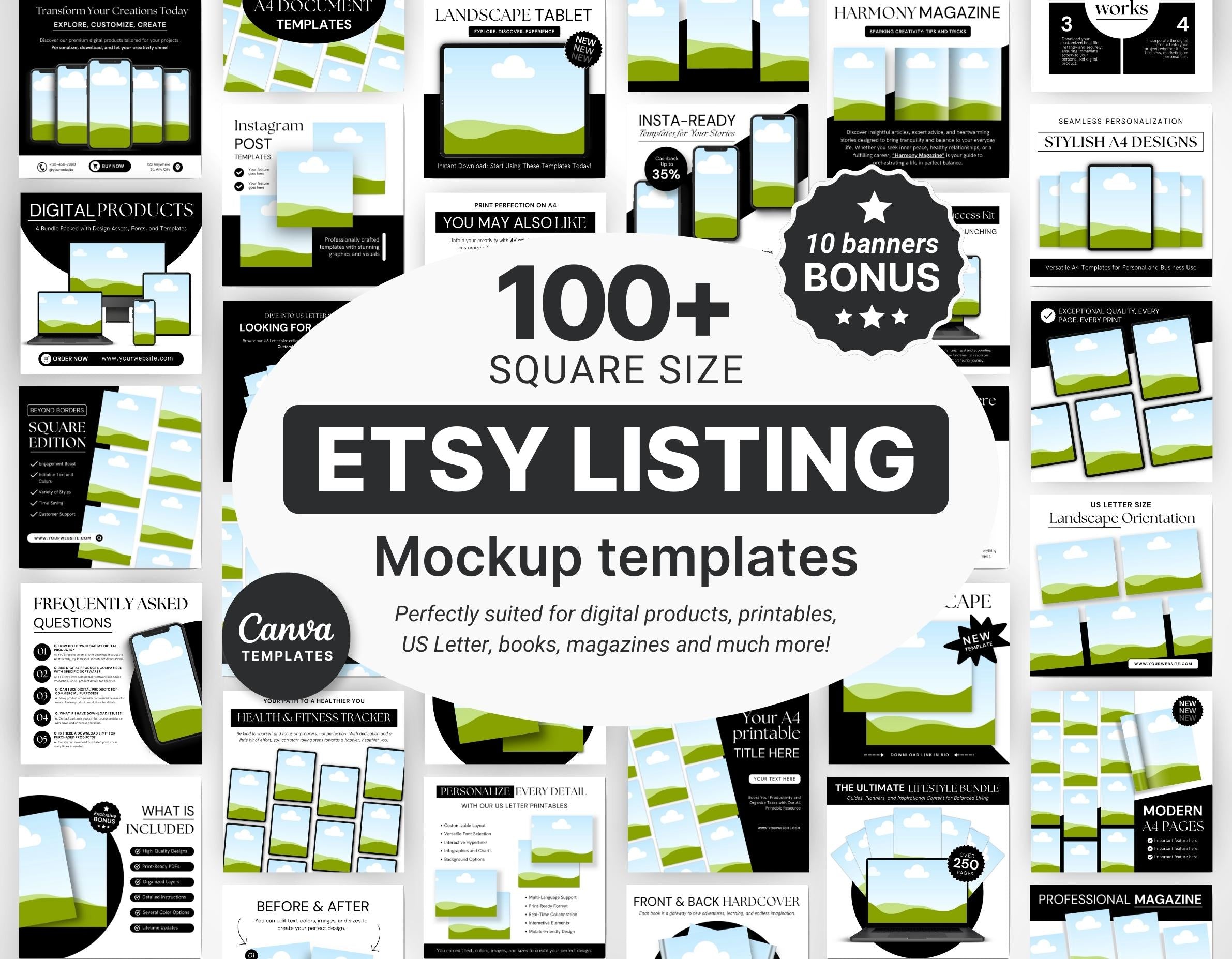 Digital Listing Mockup Templates Canva Black DigiPax