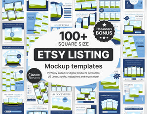 Digital Listing Mockup Templates Canva Blue DigiPax