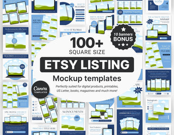 Digital Listing Mockup Templates Canva Blue DigiPax