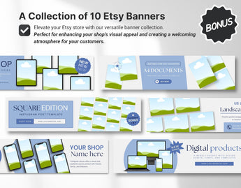 Digital Listing Mockup Templates Canva Blue DigiPax