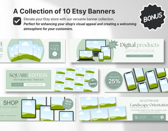 Digital Listing Mockup Templates Canva Green DigiPax