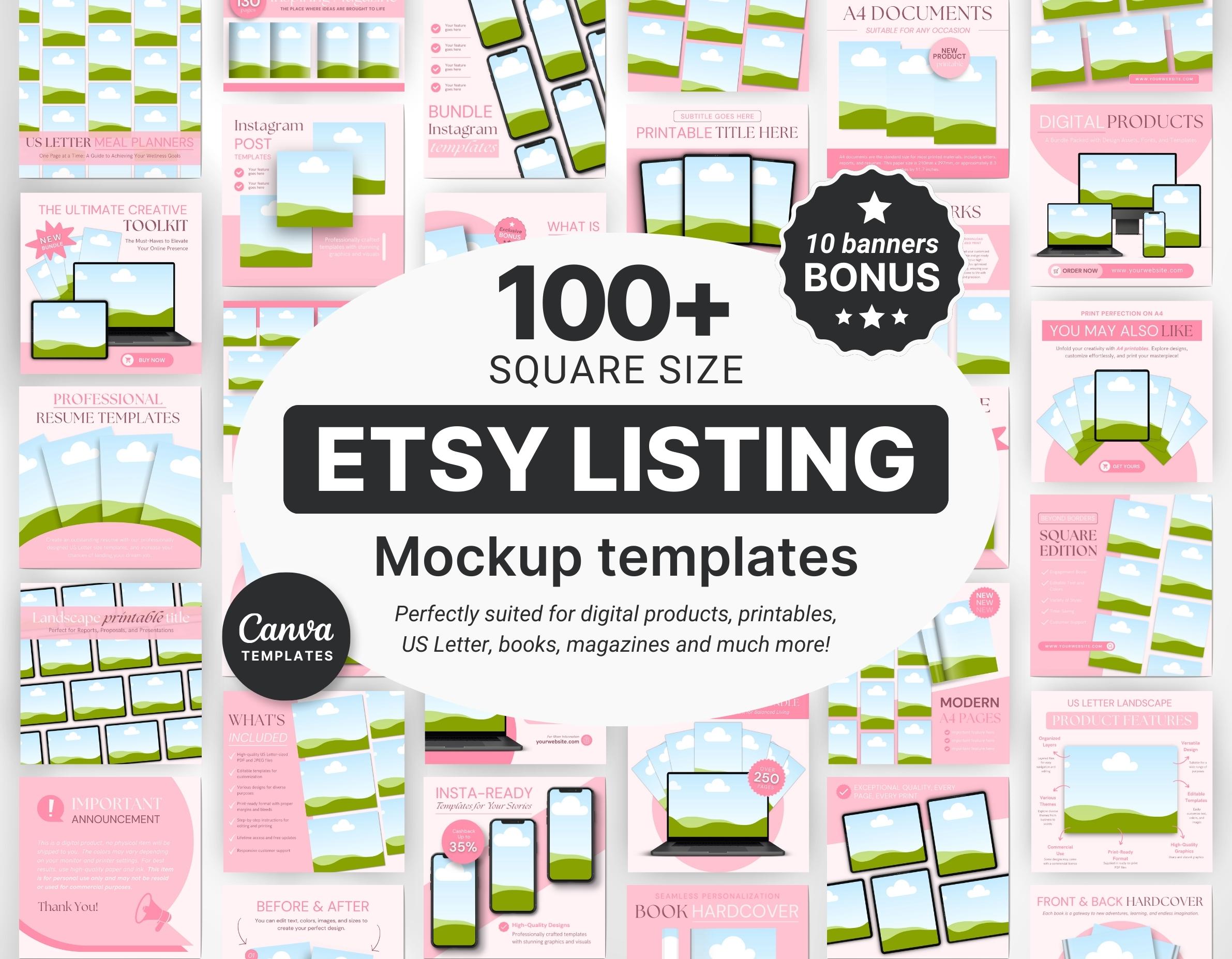 Digital Listing Mockup Templates Canva Pink DigiPax