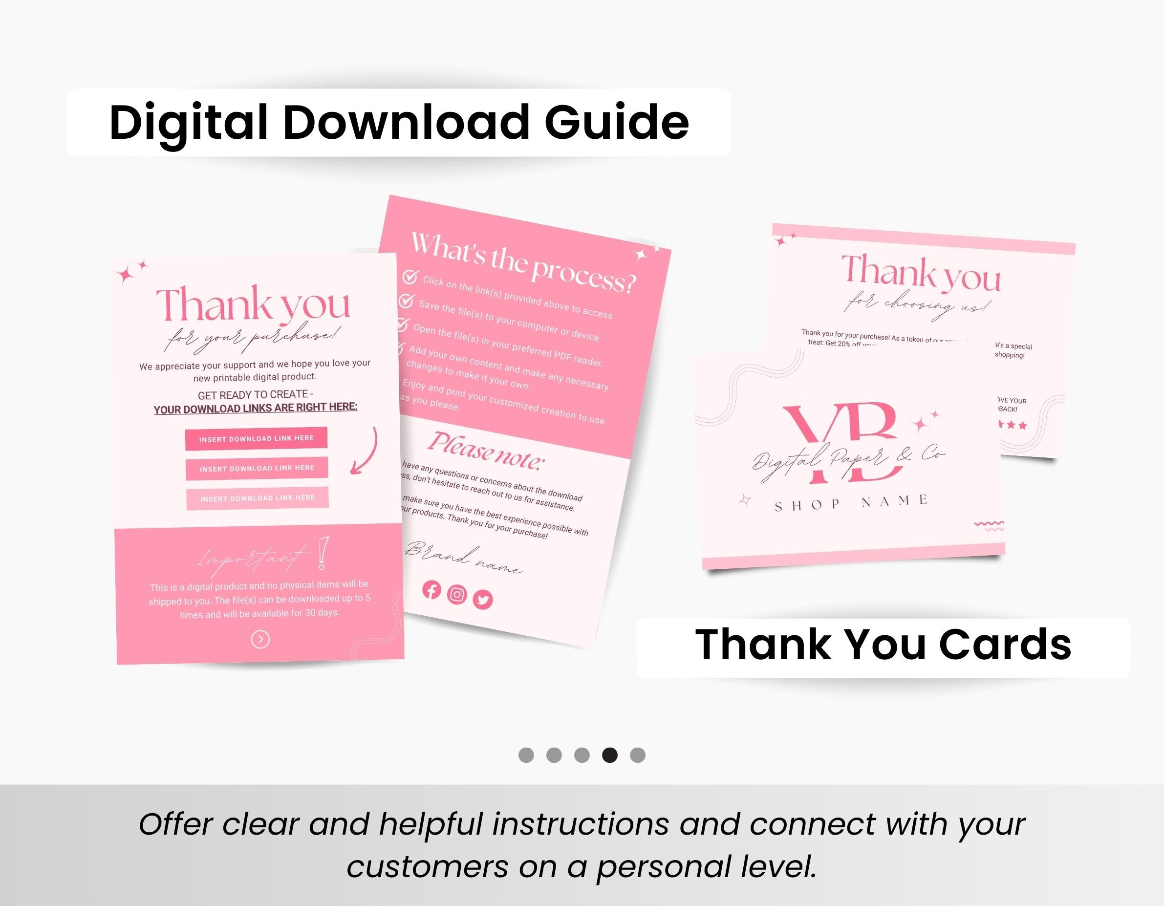Etsy Digital Paper Shop Branding Bundle Kit Pink DigiPax