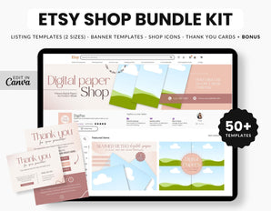 Etsy Digital Paper Shop Branding Bundle Kit DigiPax