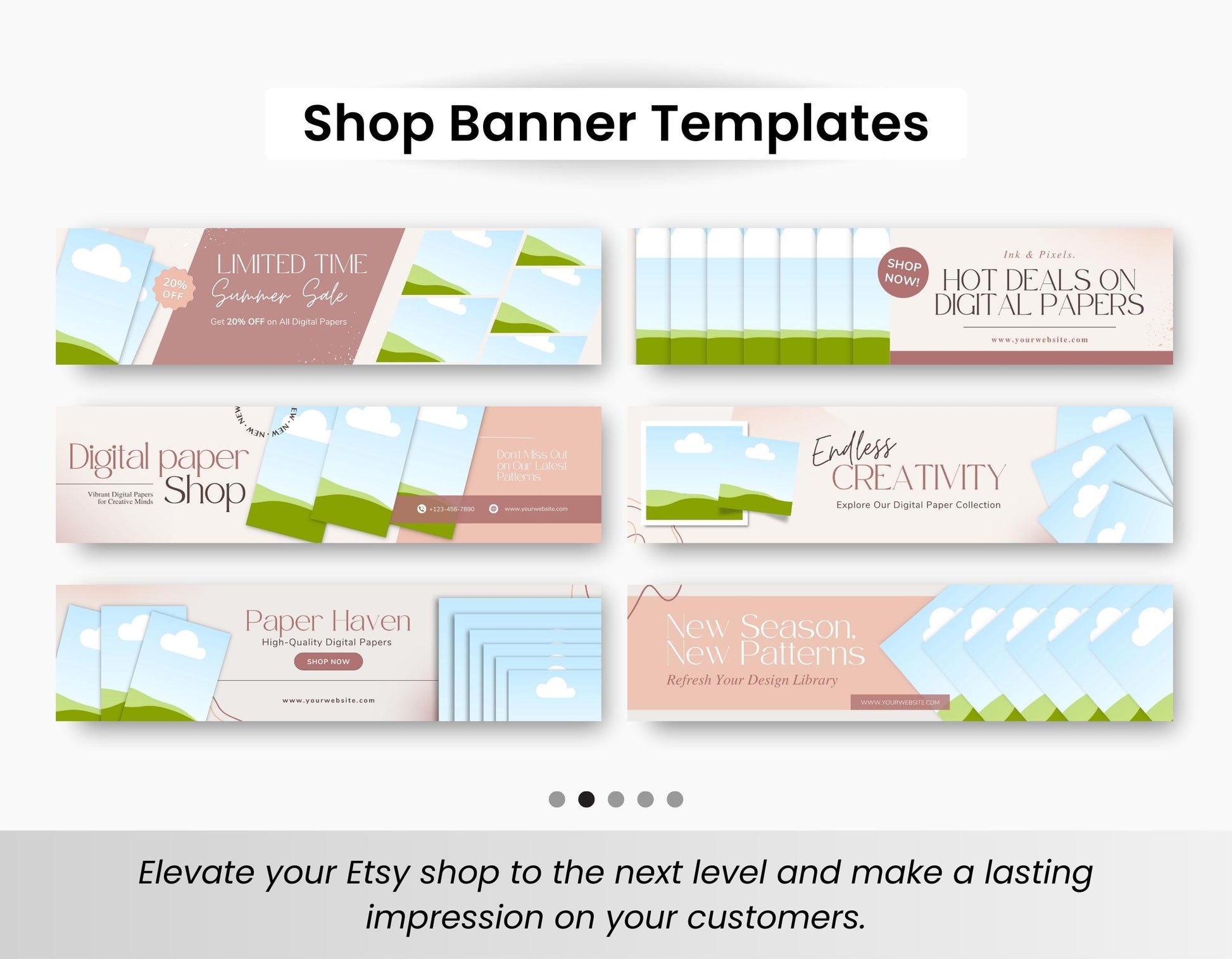 Etsy Digital Paper Shop Branding Bundle Kit DigiPax