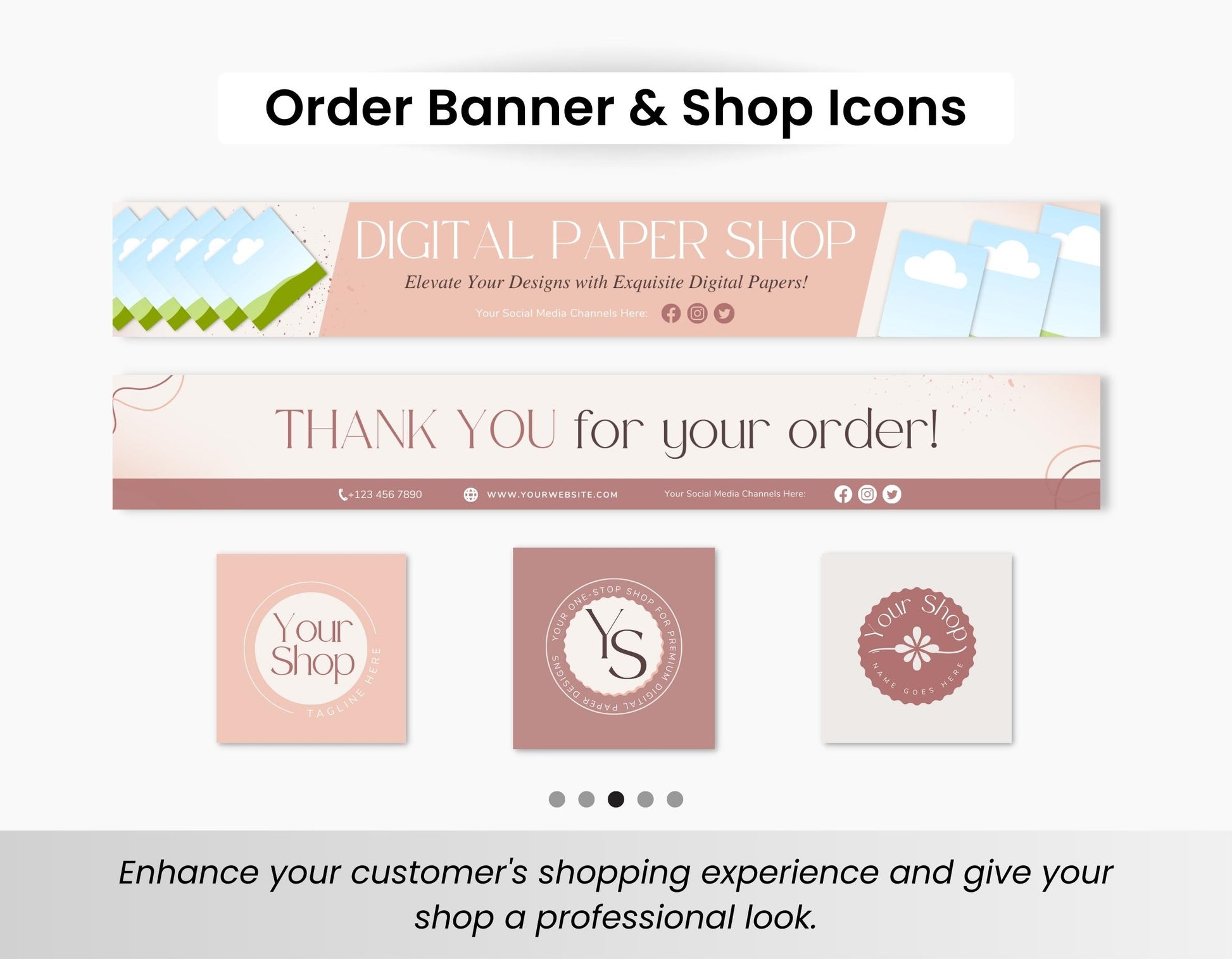 Etsy Digital Paper Shop Branding Bundle Kit DigiPax