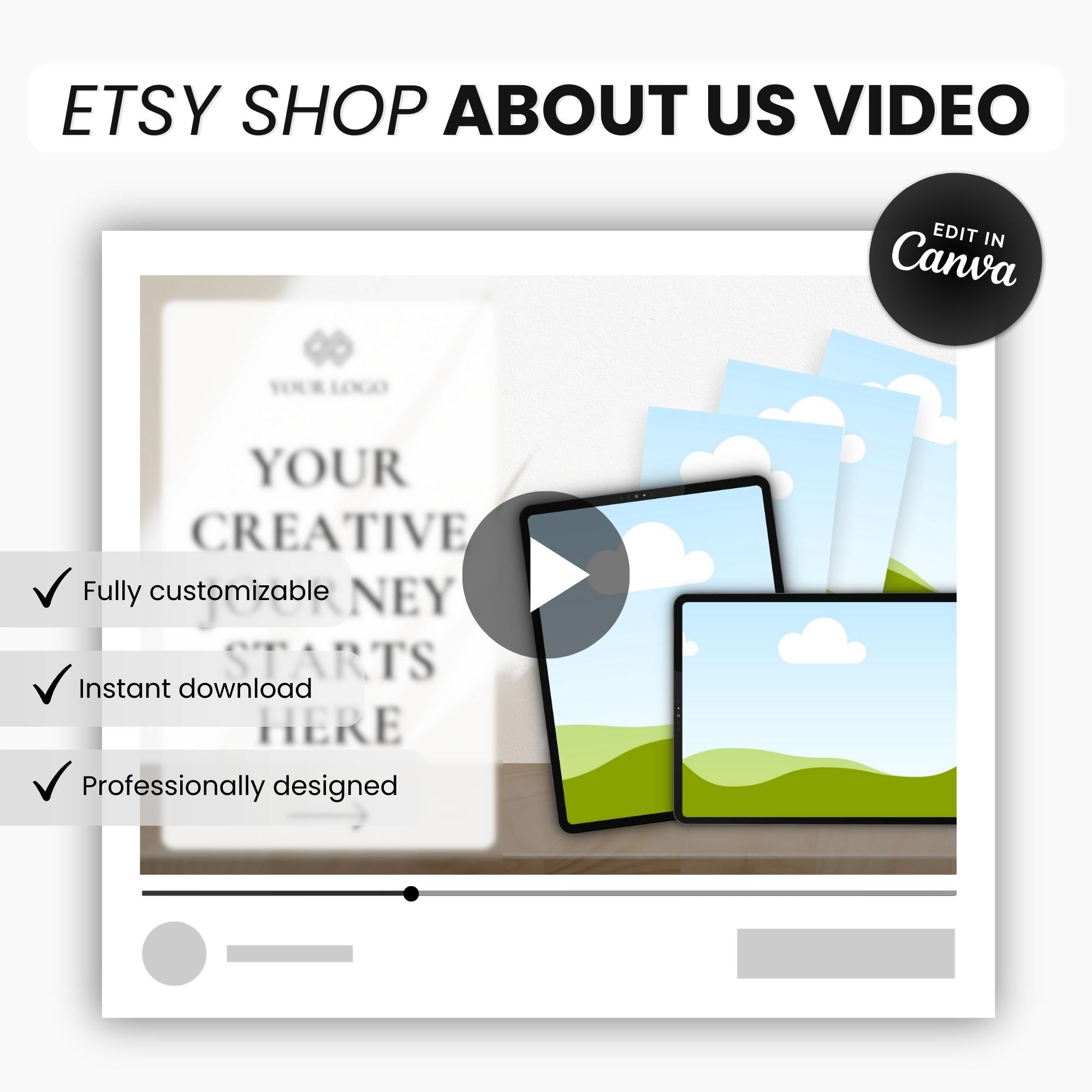 Etsy Digital Shop About Us Video Template Aesthetic DigiPax