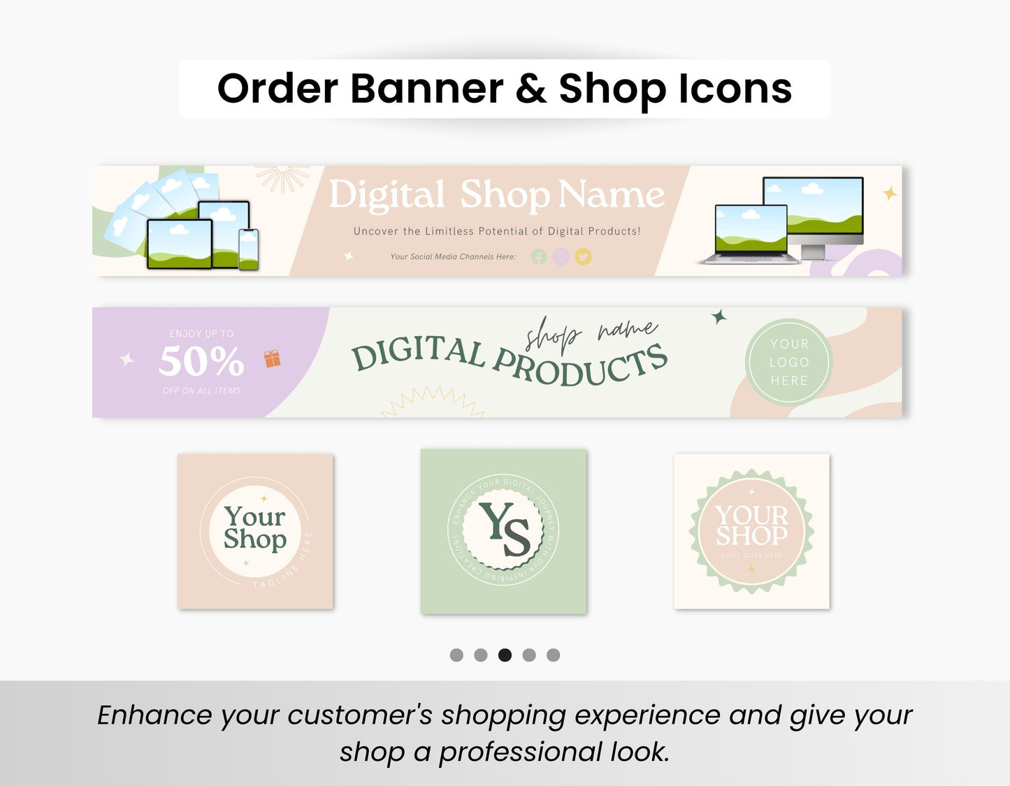 Etsy Digital Products Shop Branding Bundle Kit DigiPax