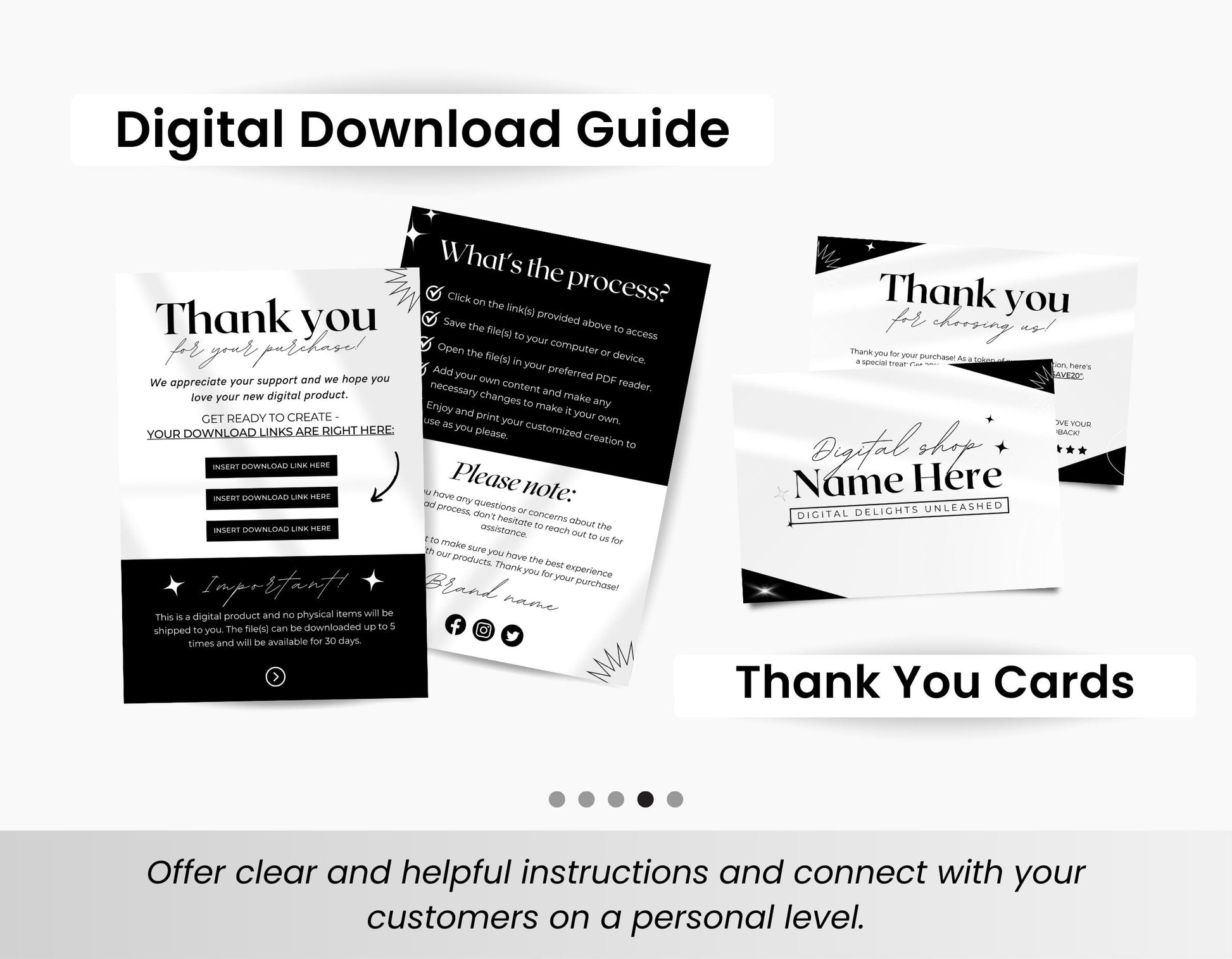 Etsy Digital Products Shop Branding Bundle Kit Black DigiPax