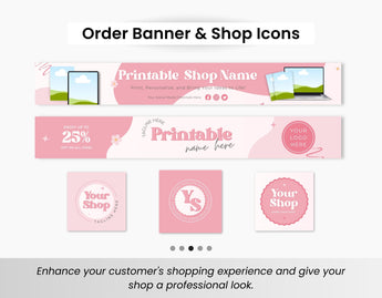 Etsy Digital Shop Branding Bundle Kit Pink DigiPax