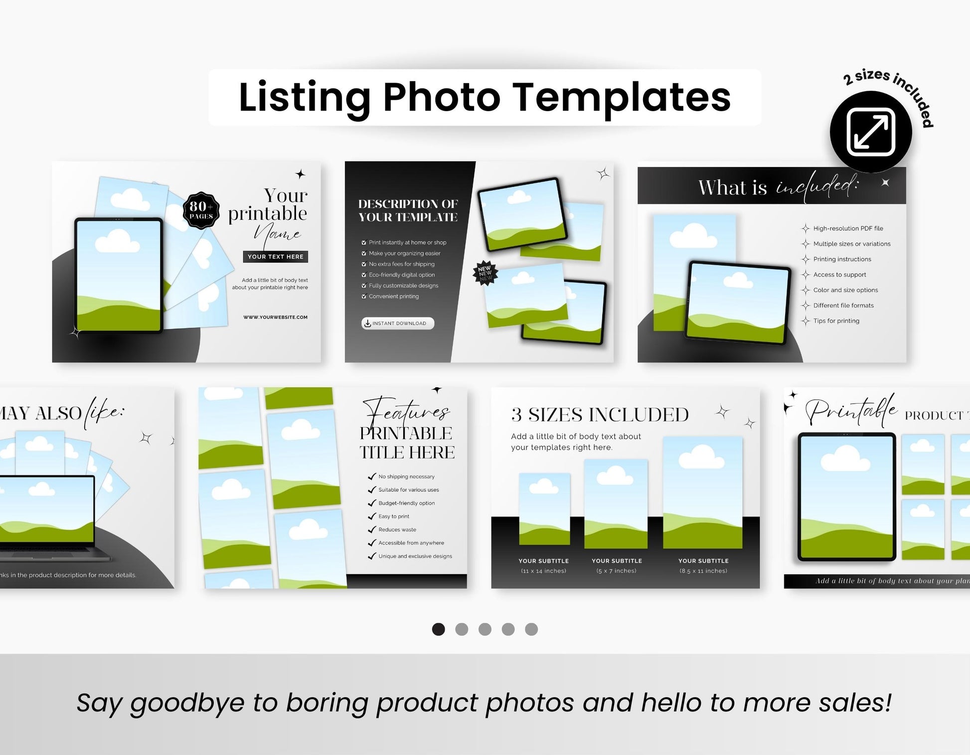 Etsy Digital Shop Branding Bundle Kit Black & White DigiPax