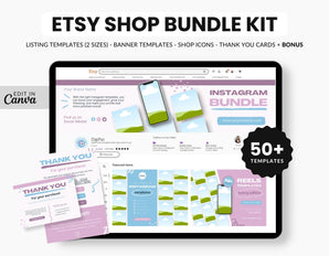 Etsy Digital Shop Instagram Templates Bundle Kit Colorful