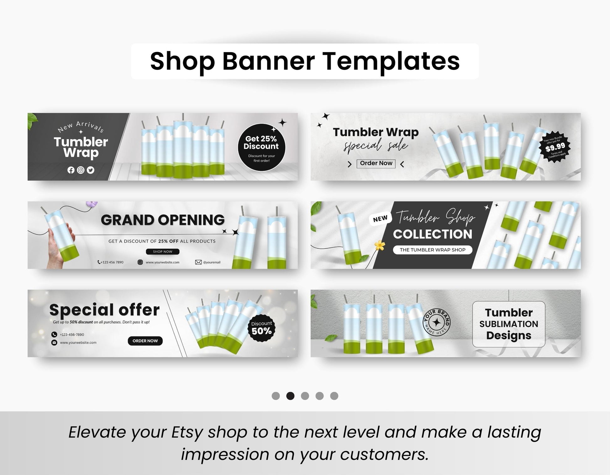 Etsy Digital Shop Skinny Tumblers Bundle Kit DigiPax