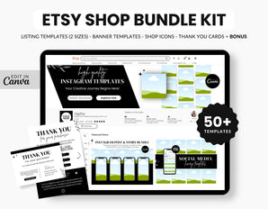 Etsy Digital Shop Social Media Templates Bundle Kit DigiPax