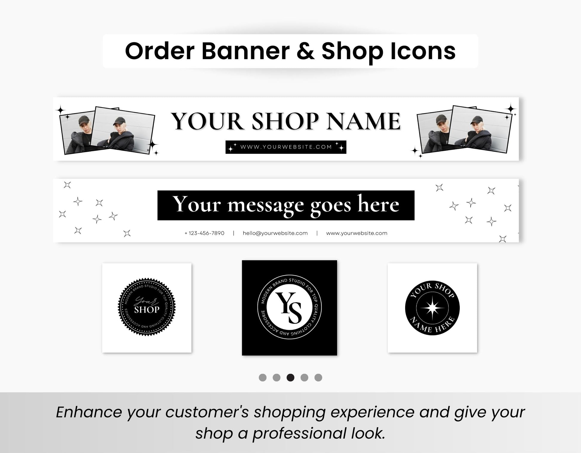 Etsy Shop Branding Bundle Kit Black & White DigiPax