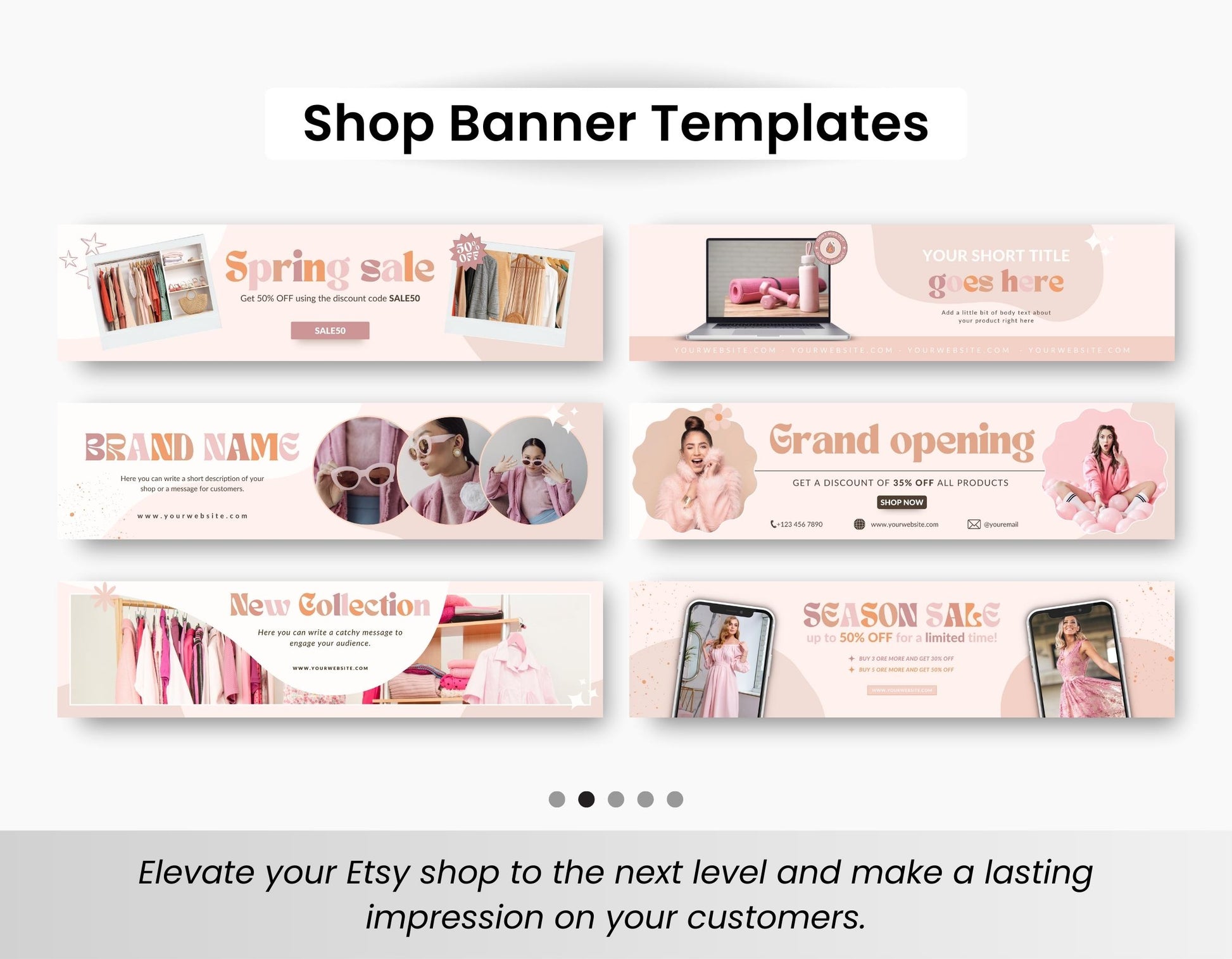 Etsy Shop Branding Bundle Kit Peach DigiPax
