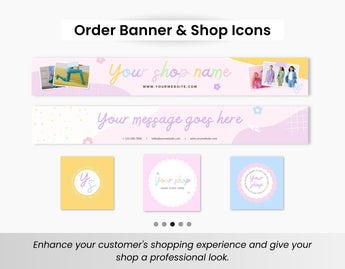 Etsy Shop Branding Bundle Kit Rainbow DigiPax