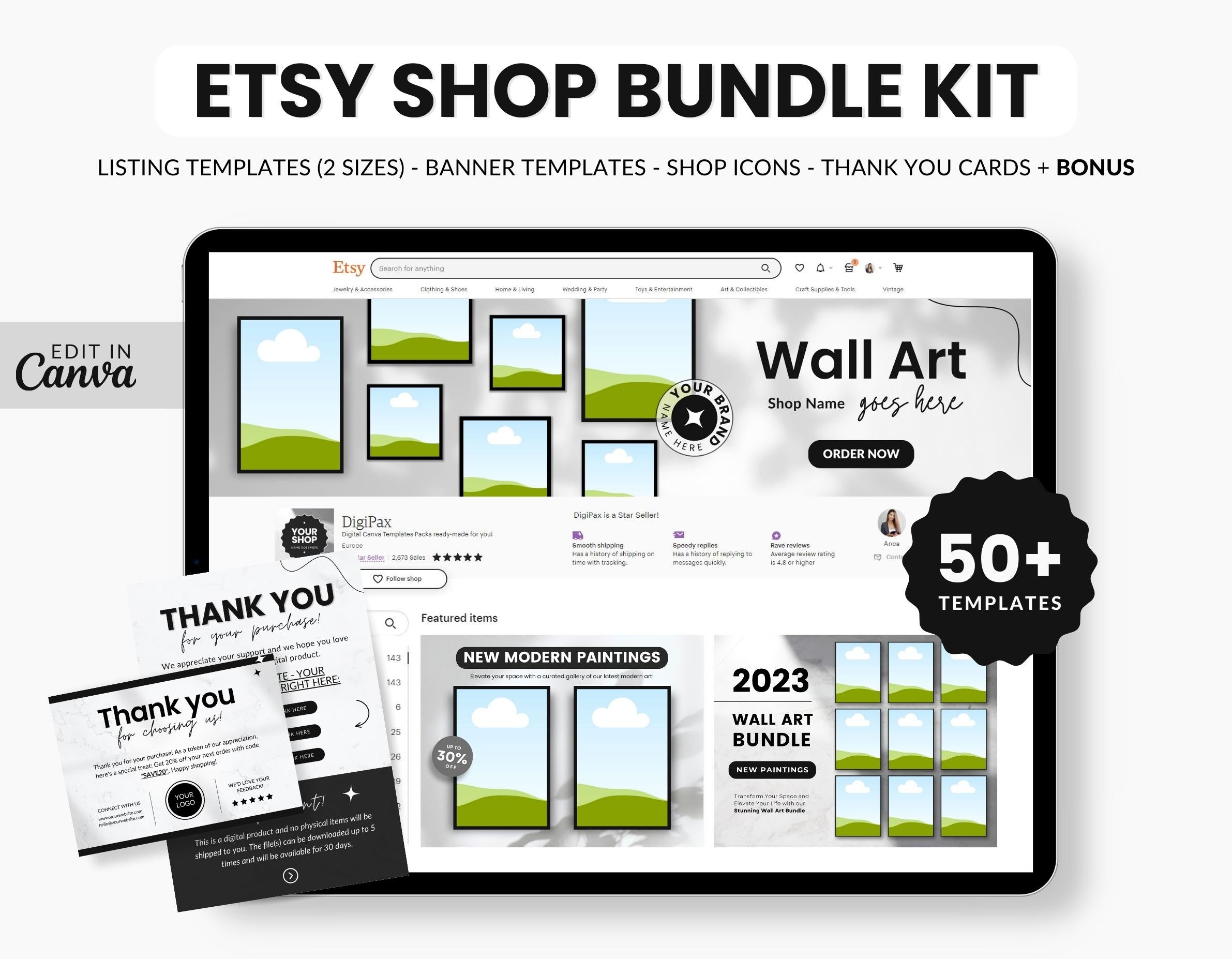 Etsy Wall Art Shop Bundle Kit DigiPax