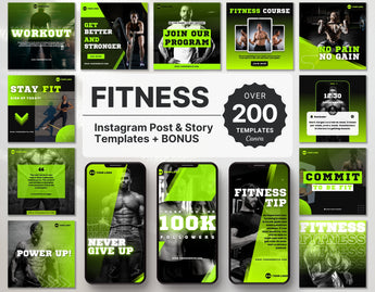 Fitness Coach Instagram Templates Bundle Kit DigiPax
