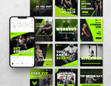 Fitness Coach Instagram Templates Bundle Kit posts mockup