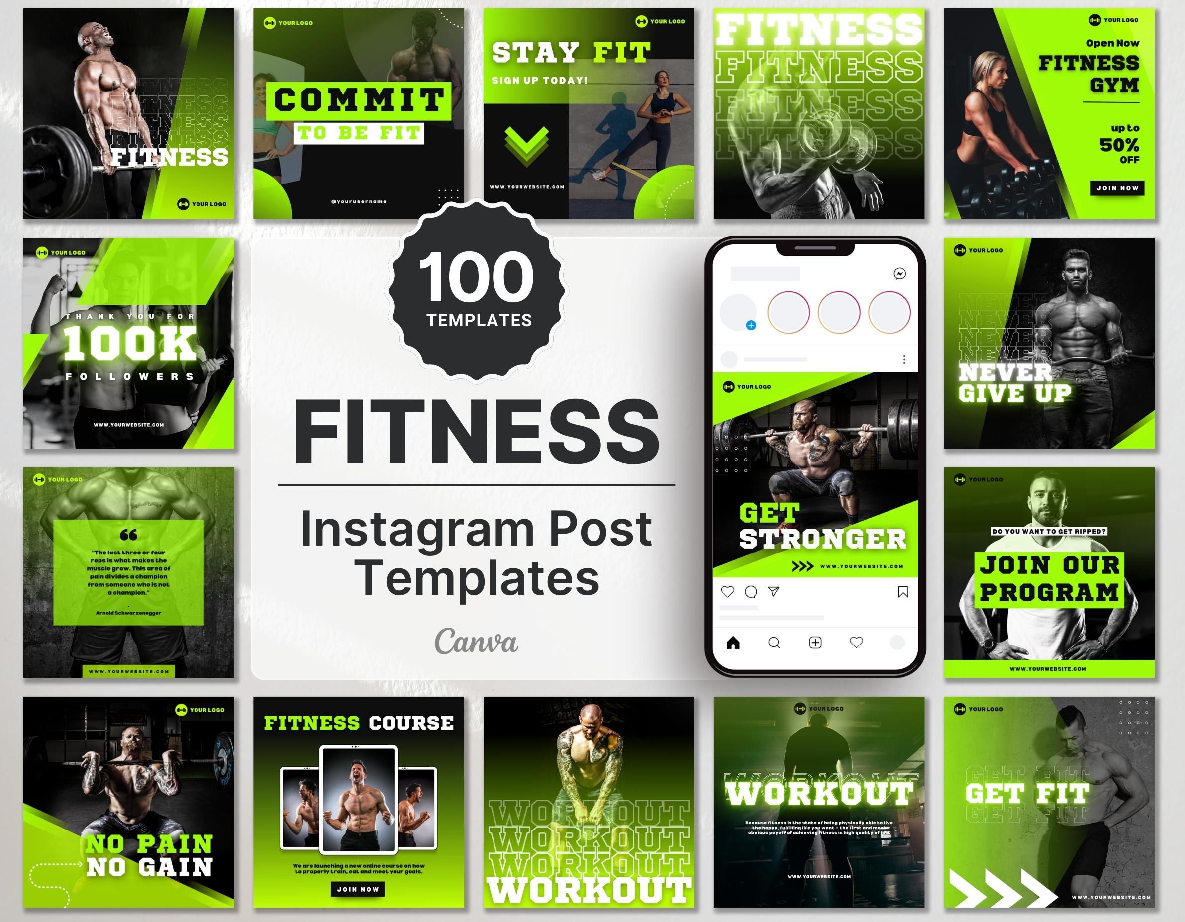 Instagram Post Templates Fitness Coach Cover Mockup