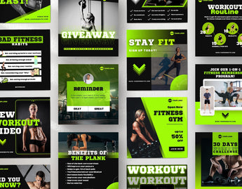 Instagram Post Templates Fitness Coach various posts mockup
