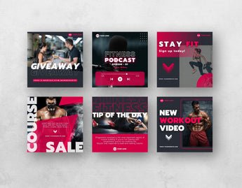 Fitness Coach Instagram Post Templates 6 posts mockup