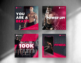 Fitness Coach Instagram Post Templates 4 posts mockup