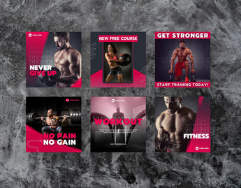 Fitness Coach Instagram Post Templates 6 posts mockup