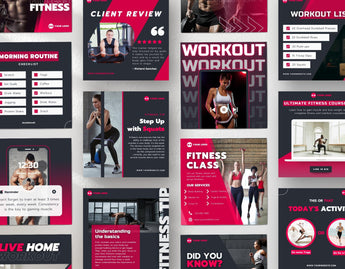 Fitness Coach Instagram Post Templates various posts mockup