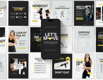 Fitness Instagram Templates Bundle Kit Aesthetic Cover