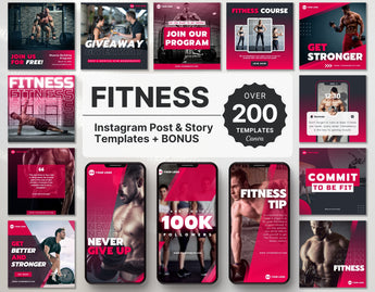 Fitness Coach Instagram Templates Bundle Kit DigiPax