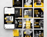 Fitness Coach Instagram Templates Bundle Kit posts mockup