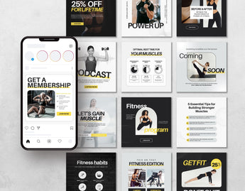 Fitness Instagram Templates Bundle Kit Aesthetic DigiPax