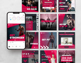 Fitness Coach Instagram Templates Bundle Kit posts mockup