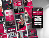 Fitness Coach Instagram Templates Bundle Kit stories mockup
